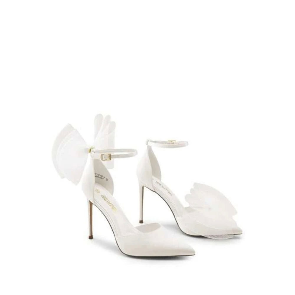 White Bridal Pointes Toe Satin Heels